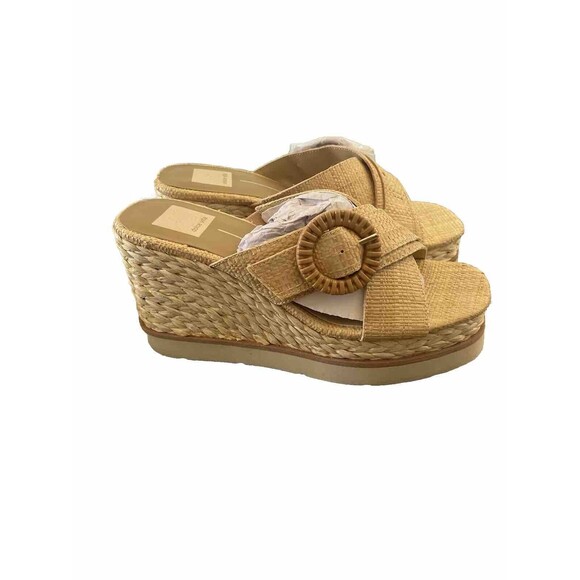 DOLCE VITA SANDALS LAURYN RAFFIA WEDGE SIZE US 7.5 NWOB Beach, school girl core - Picture 2 of 7